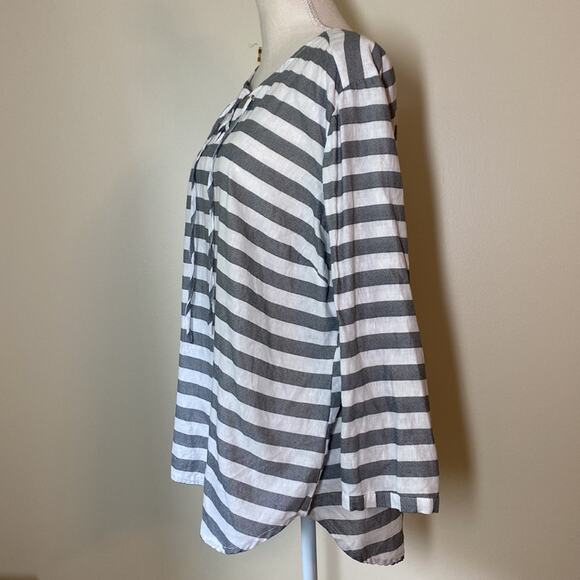 Hester & Orchard Gray & White Linen/Cotton Blend Tunic Top XL - Picture 2 of 6